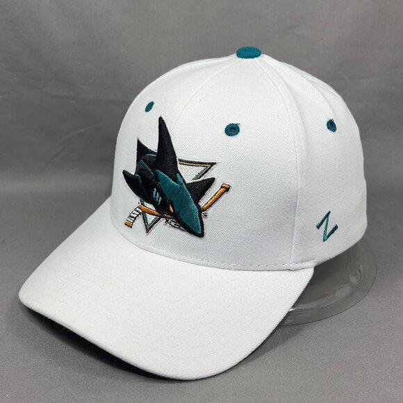 San Jose Sharks NHL Stretch Fit M/L Hat Cap Zephyr White Hockey California Mens - Picture 1 of 13